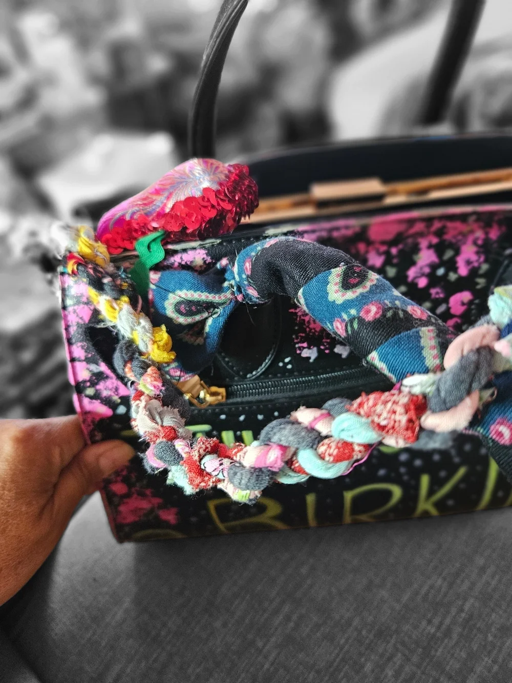 Black and Pink Statement Satchel - This Is Not a Birkin/Emotional Baggage